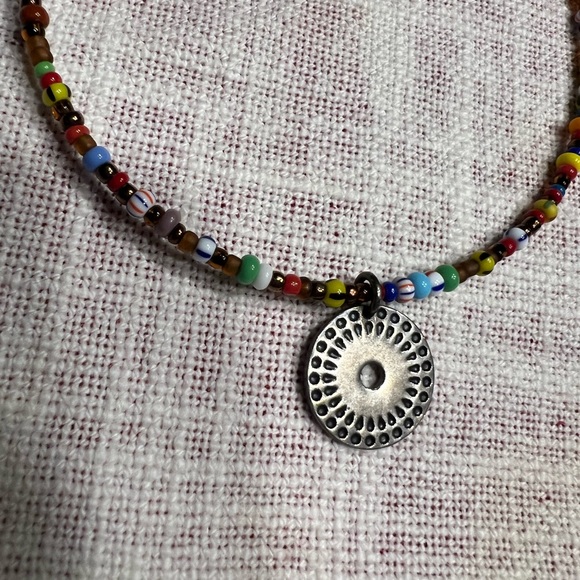 Silpada Choker Neckace with Tiny Glass Beads and Sterling Pendant - Picture 3 of 3